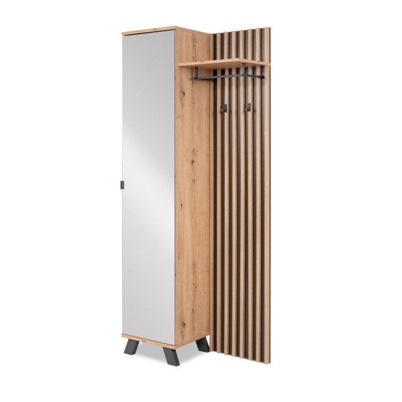 Mobile ingresso con specchio "Medan1" moderno con scarpiera e appendiabiti - MondoViro
