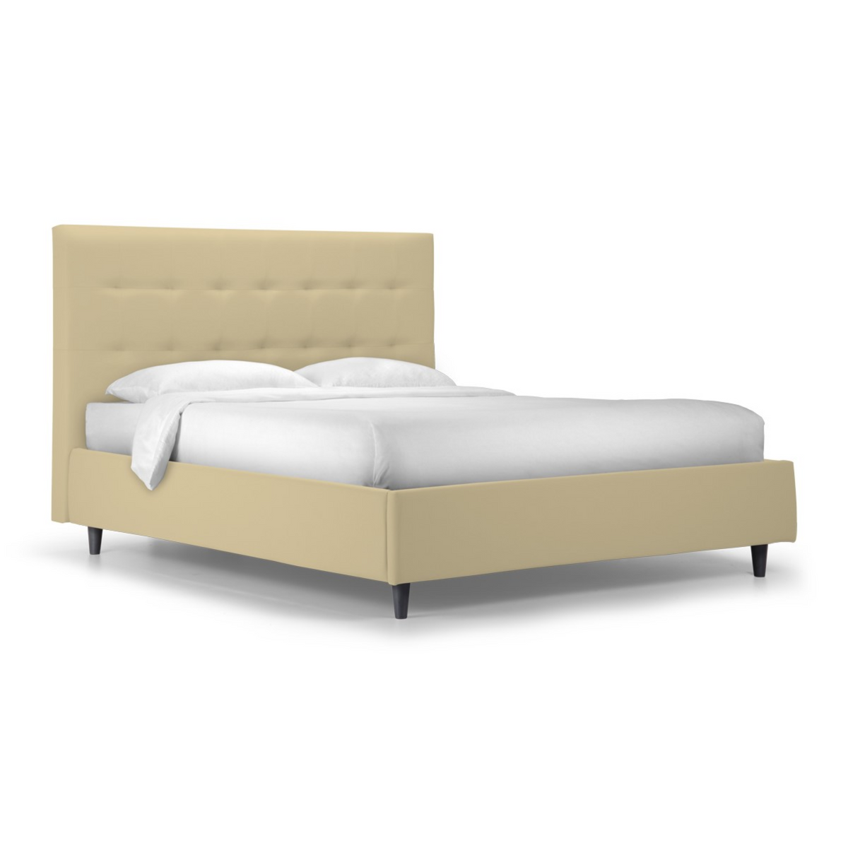 Letto contenitore con rete "New York" in pelle vegan con piedino conico
