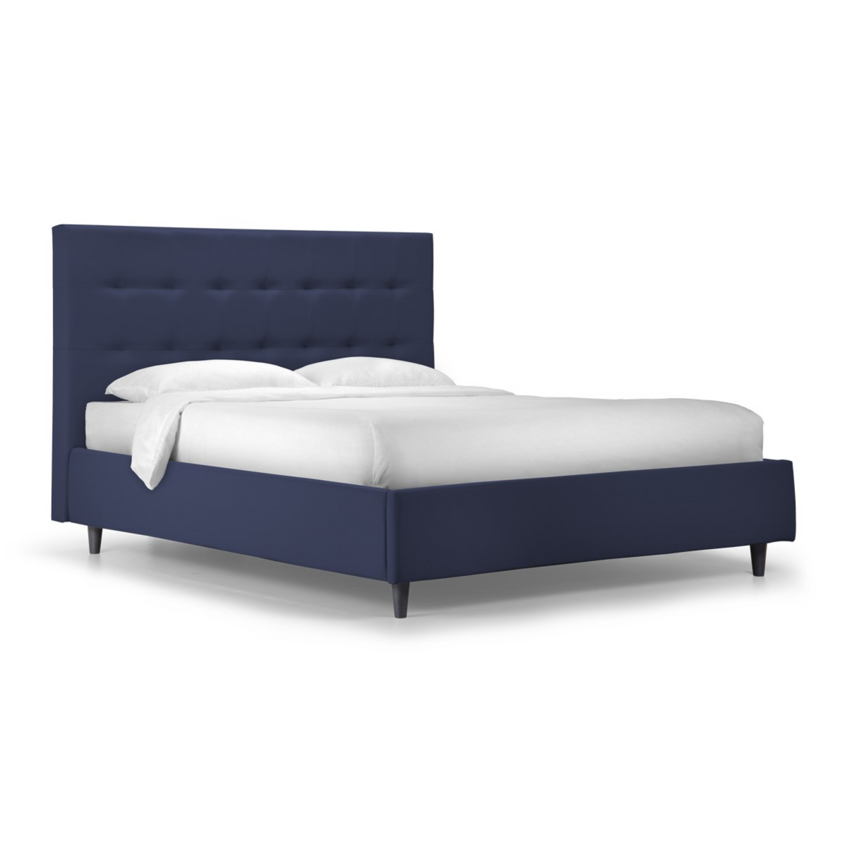 Letto contenitore con rete "New York" in pelle vegan con piedino conico