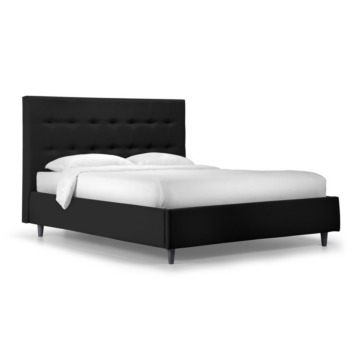 Letto contenitore con rete "New York" in pelle vegan con piedino conico