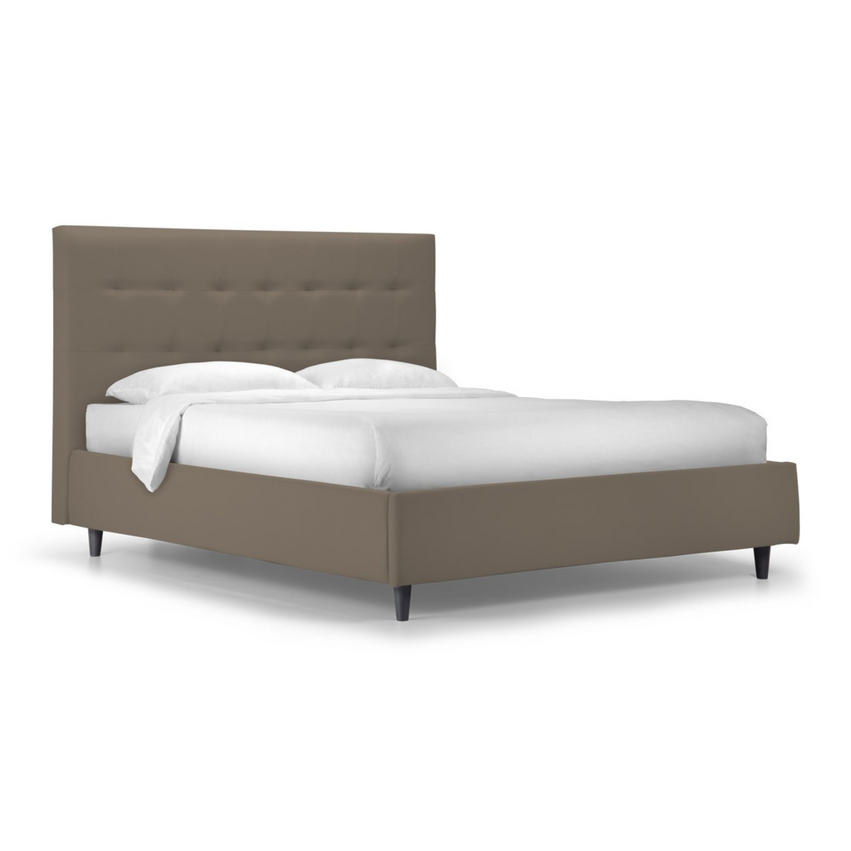 Letto contenitore con rete "New York" in pelle vegan con piedino conico