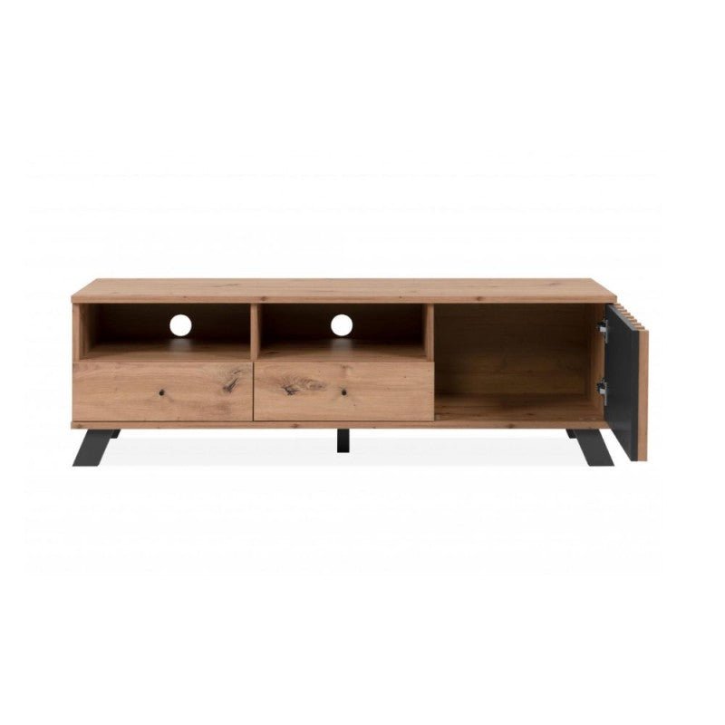 Mobile porta TV "Medan3" moderno 2 cassetti 1 anta rovere cm 138x40 44h - MondoViro