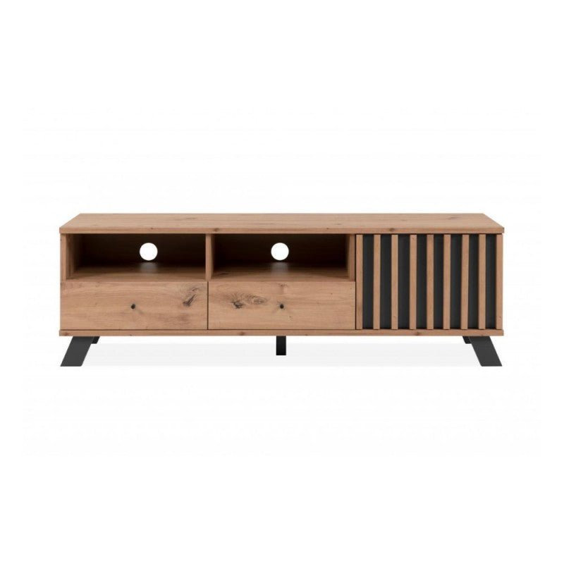 Mobile porta TV "Medan3" moderno 2 cassetti 1 anta rovere cm 138x40 44h - MondoViro