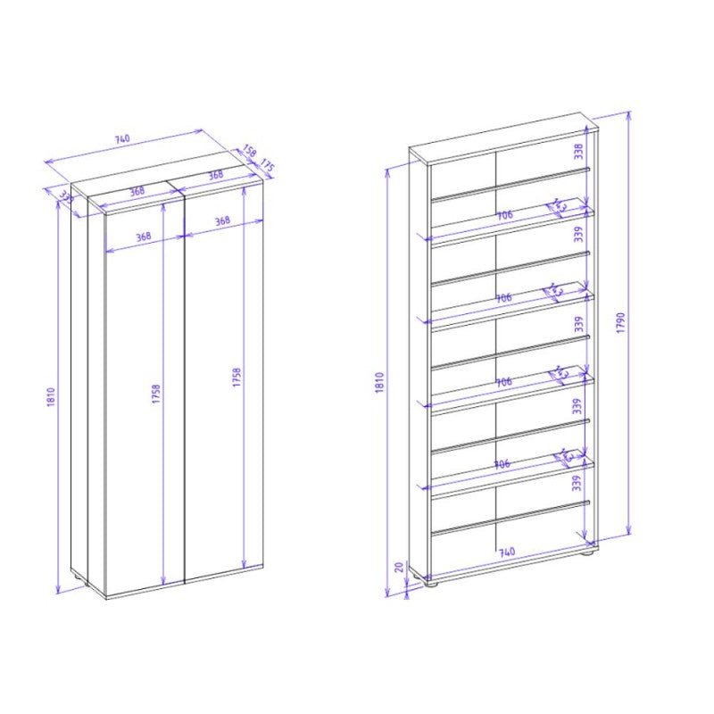 Scarpiera ingresso slim 2 ante "Lugo" in legno 5 scomparti salvaspazio - MondoViro