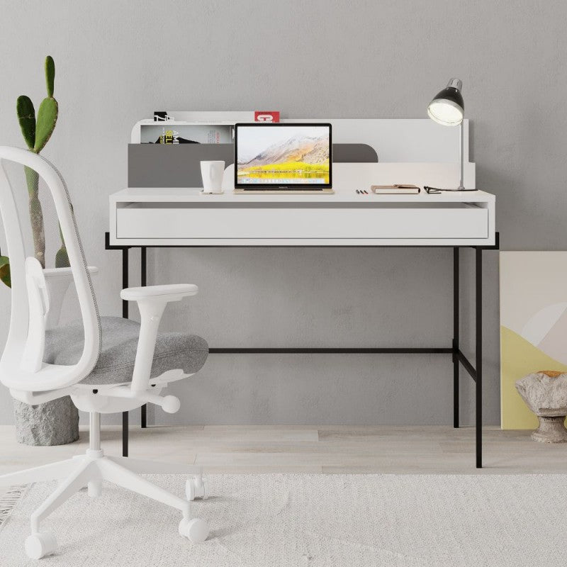 Scrivania da ufficio "Leila" in legno con 1 cassetto e 2 scomparti cm 110x60 101h - MondoViro