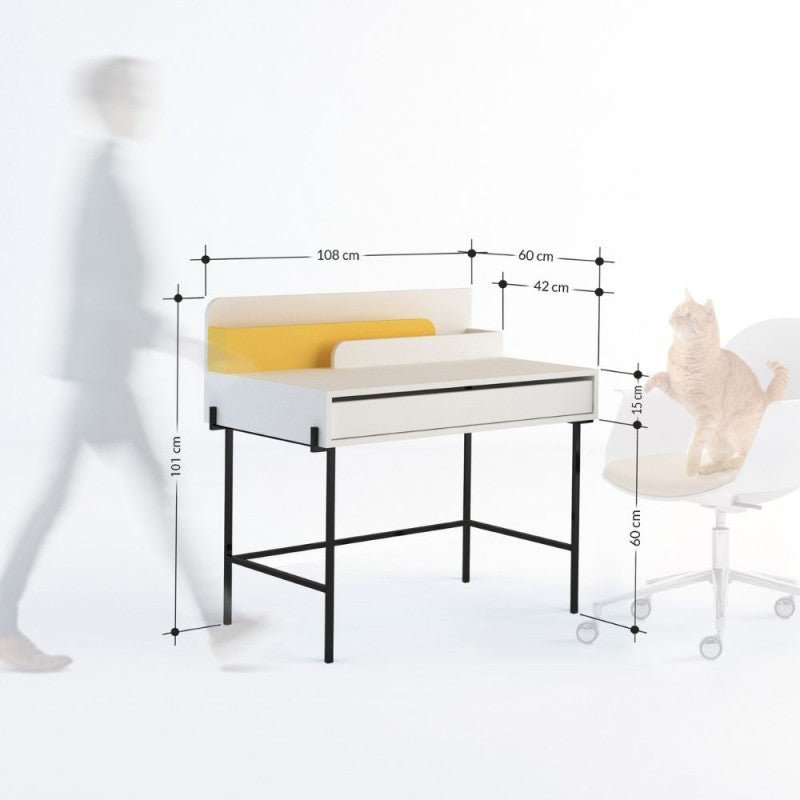 Scrivania da ufficio "Leila" in legno con 1 cassetto e 2 scomparti cm 110x60 101h - MondoViro