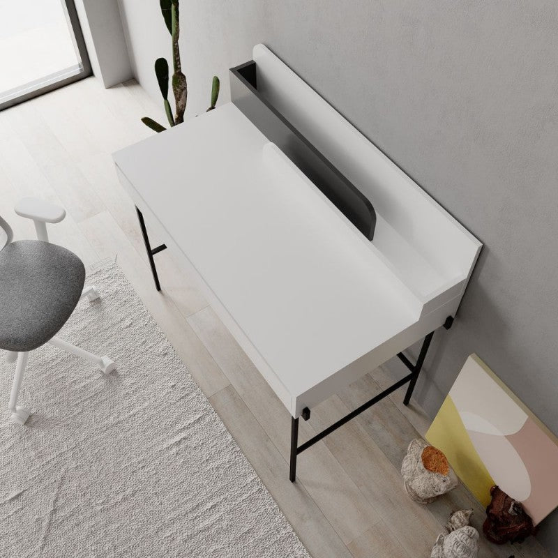 Scrivania da ufficio "Leila" in legno con 1 cassetto e 2 scomparti cm 110x60 101h - MondoViro