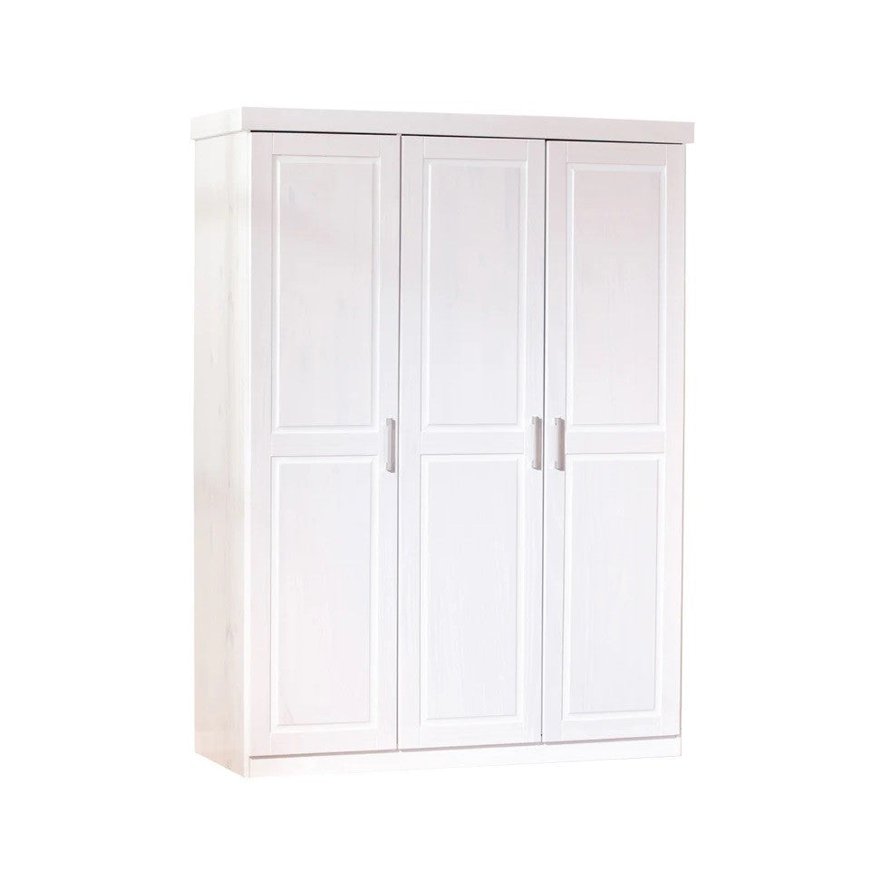 Armadio 3 ante bianco in legno massello cm 140x55 h190
