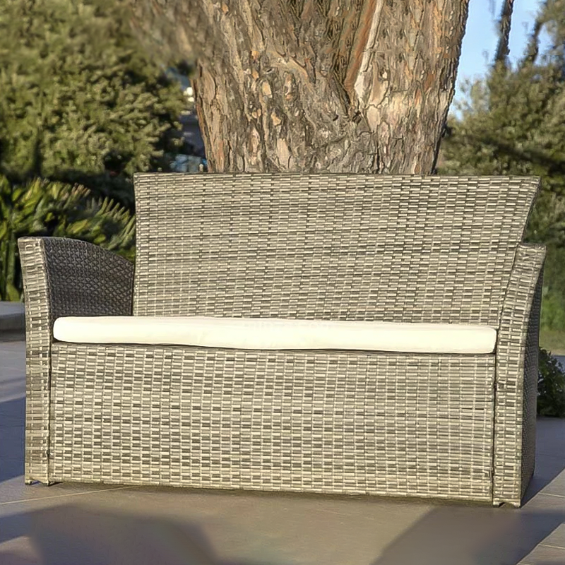 Salotto per esterno in polirattan Century divano poltrone e tavolino per giardino