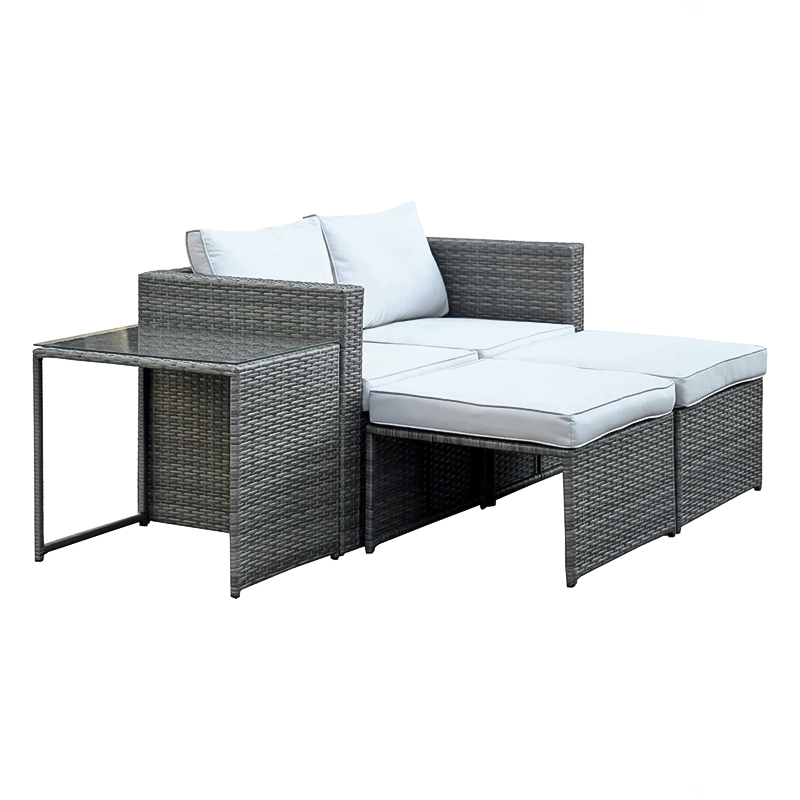 Salotto per esterno Combo in polirattan completo di divano poltrone e tavolo per giardino e veranda