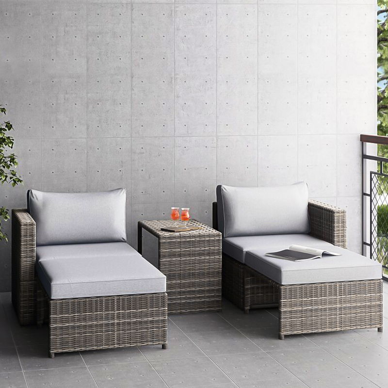 Salotto per esterno Combo in polirattan completo di divano poltrone e tavolo per giardino e veranda