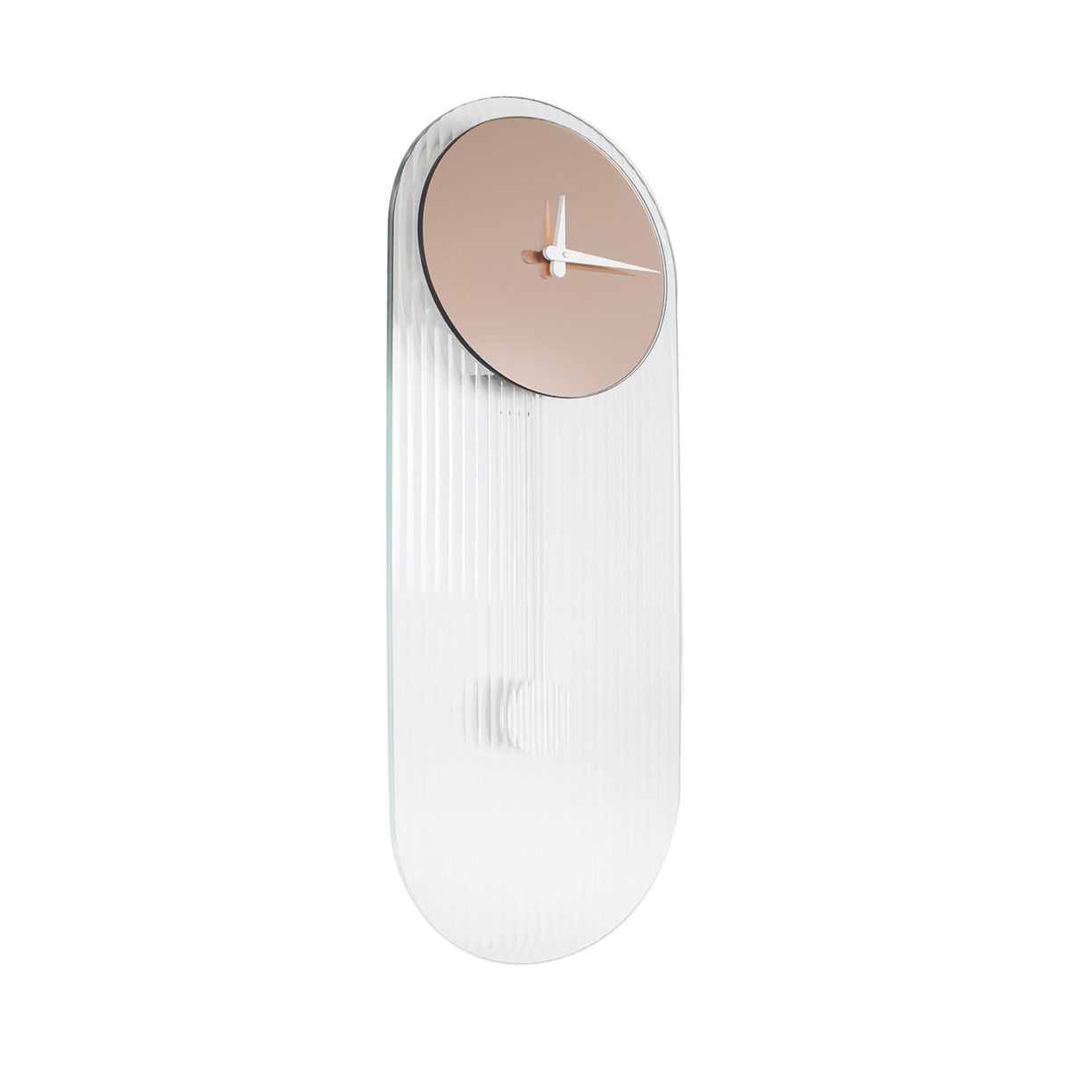 Orologio a pendolo di design "Londra" vetro cannettato e specchio rosato