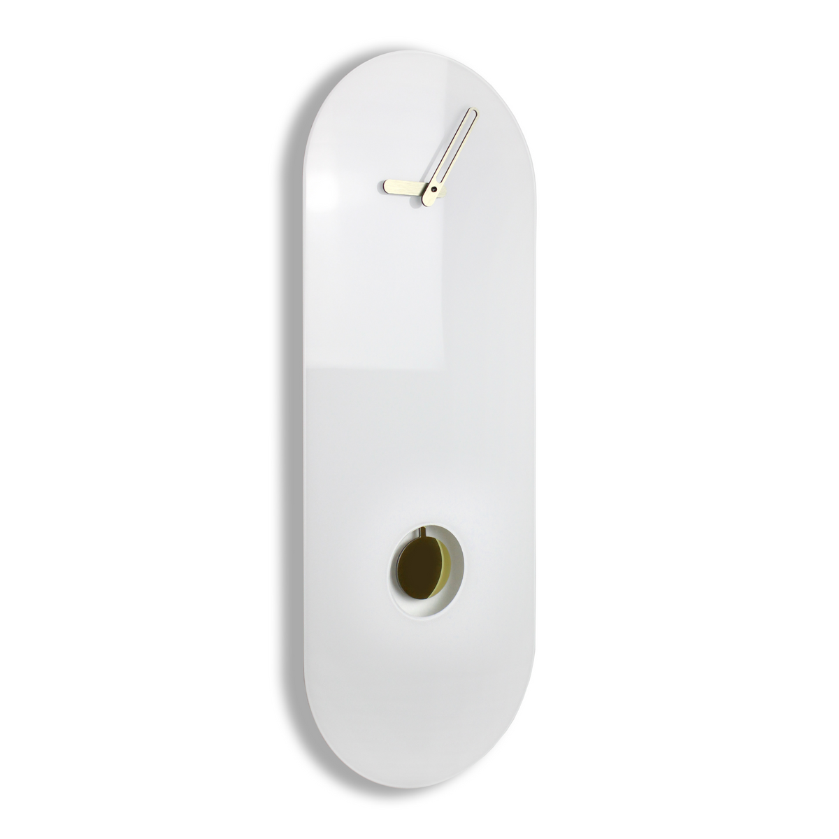 Orologio a pendolo di design "Ostuni" in vetro bianco