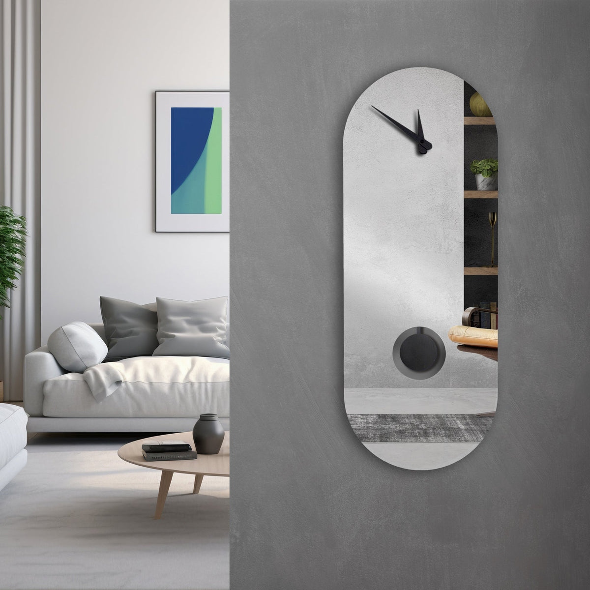 Orologio a Pendolo "Oslo" con design a specchio argentato