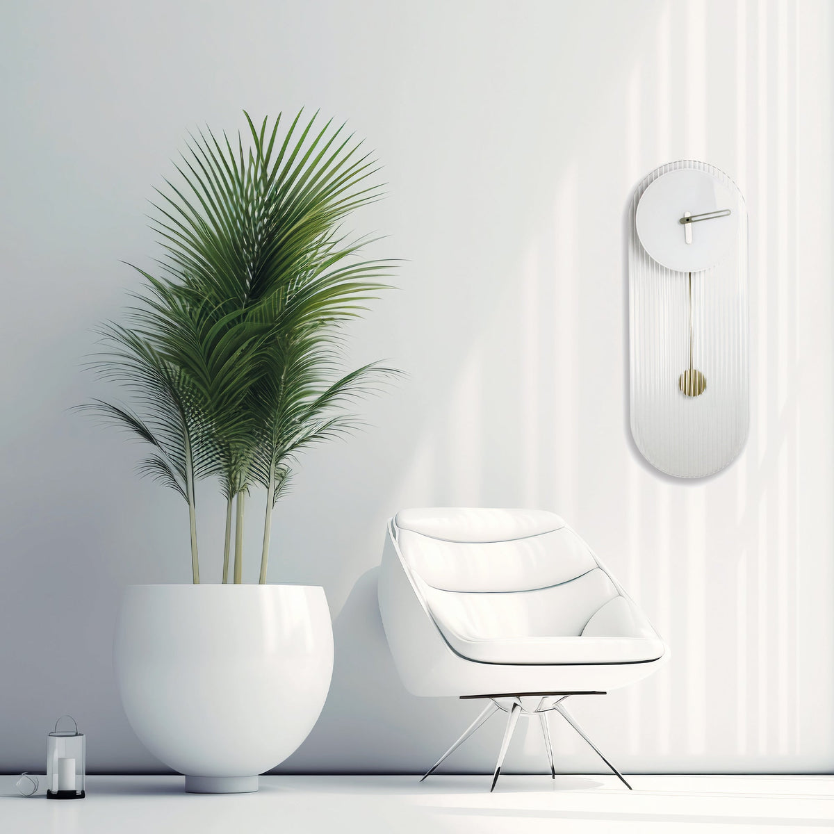 Orologio a pendolo di design "Florence" in vetro bianco