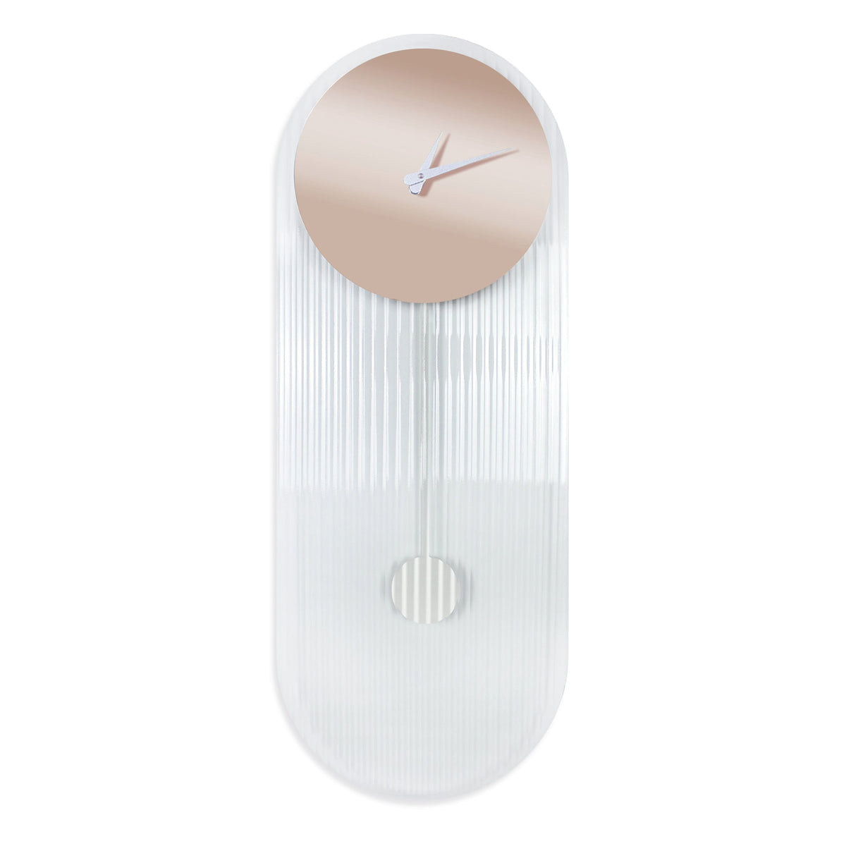 Orologio a pendolo di design "Londra" vetro cannettato e specchio rosato