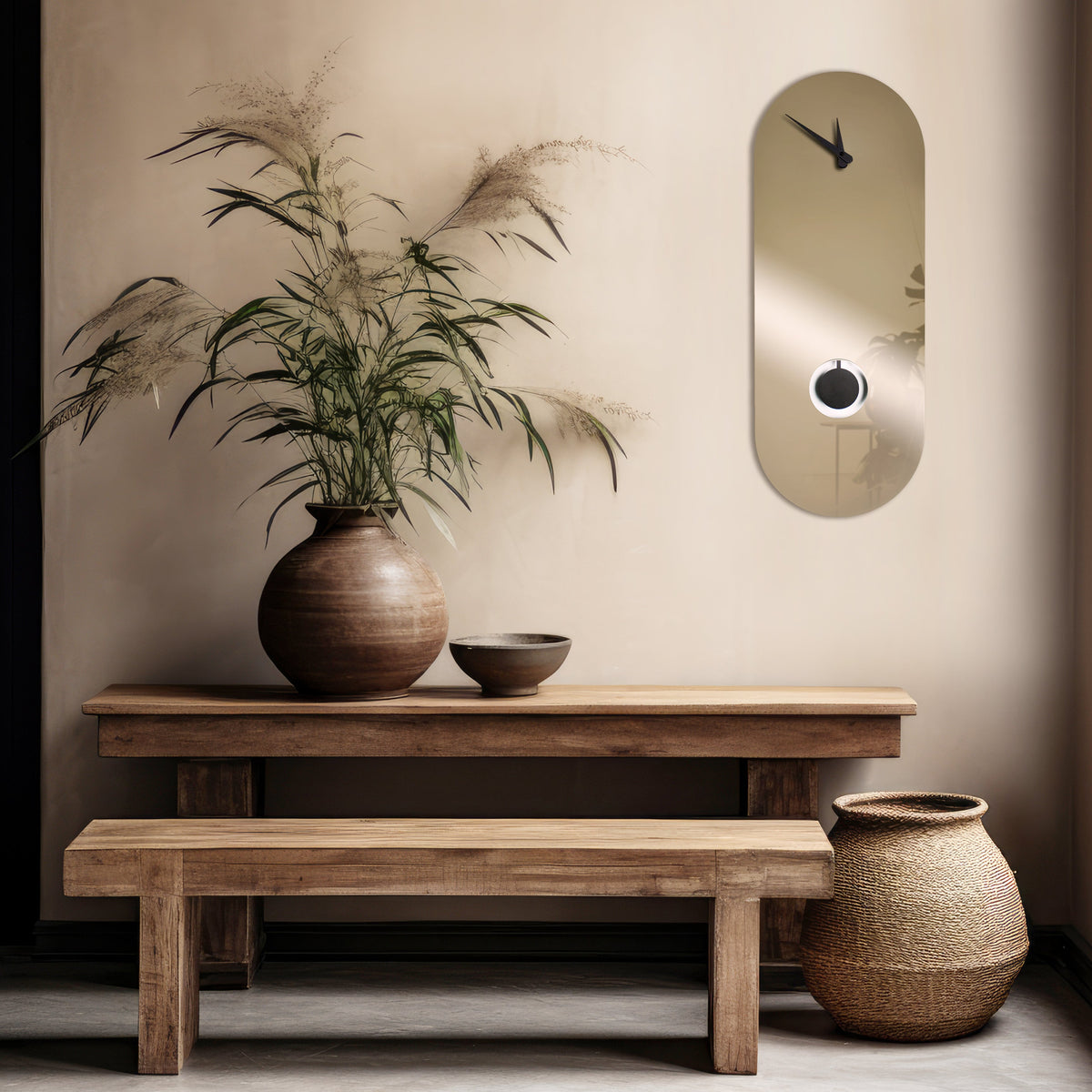 Orologio a pendolo di design "Roma" a specchio bronzato